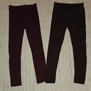 Juniors Black and Dark Purple Leggings